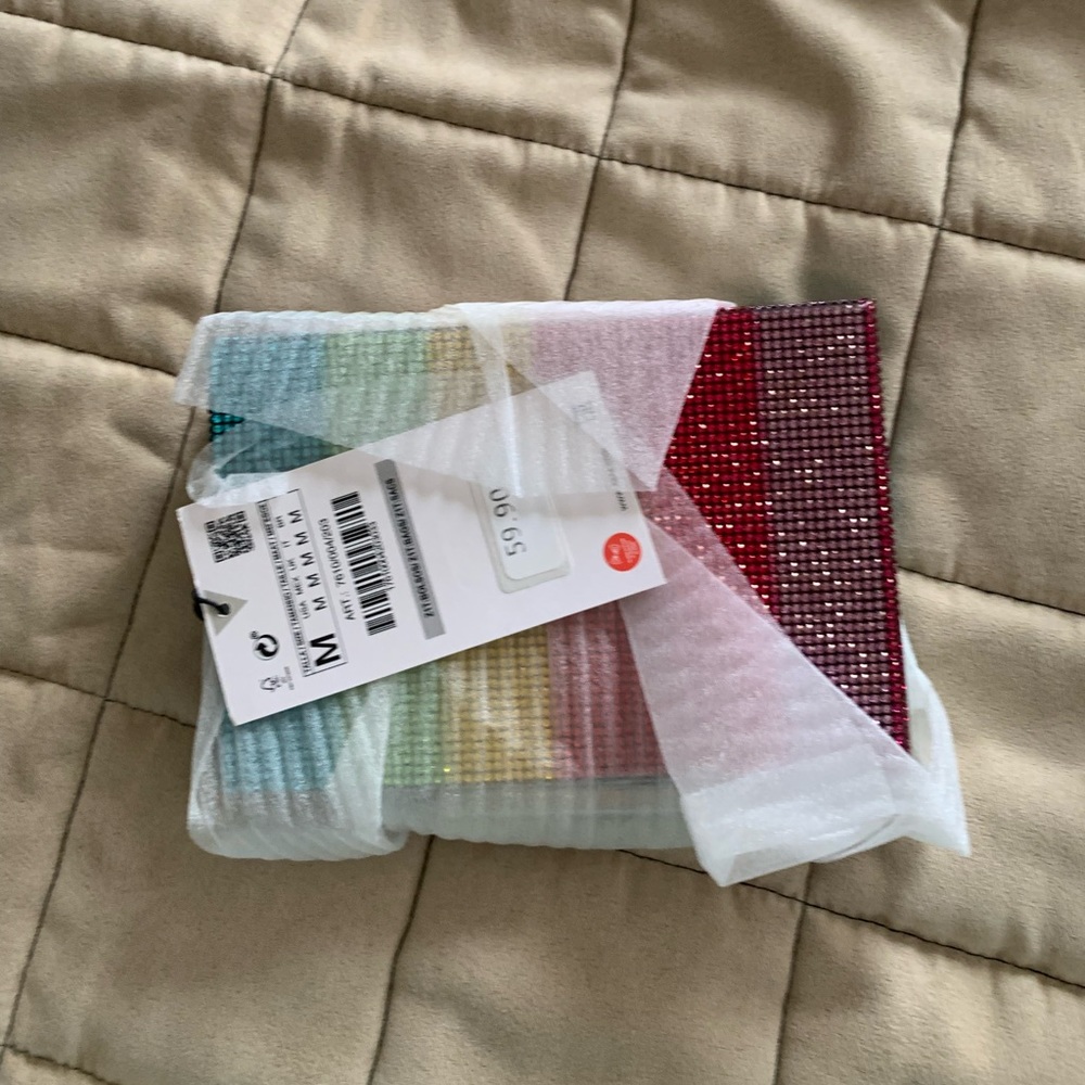 Zara crystal rainbow rectangle clutch cross body bag brand new‎